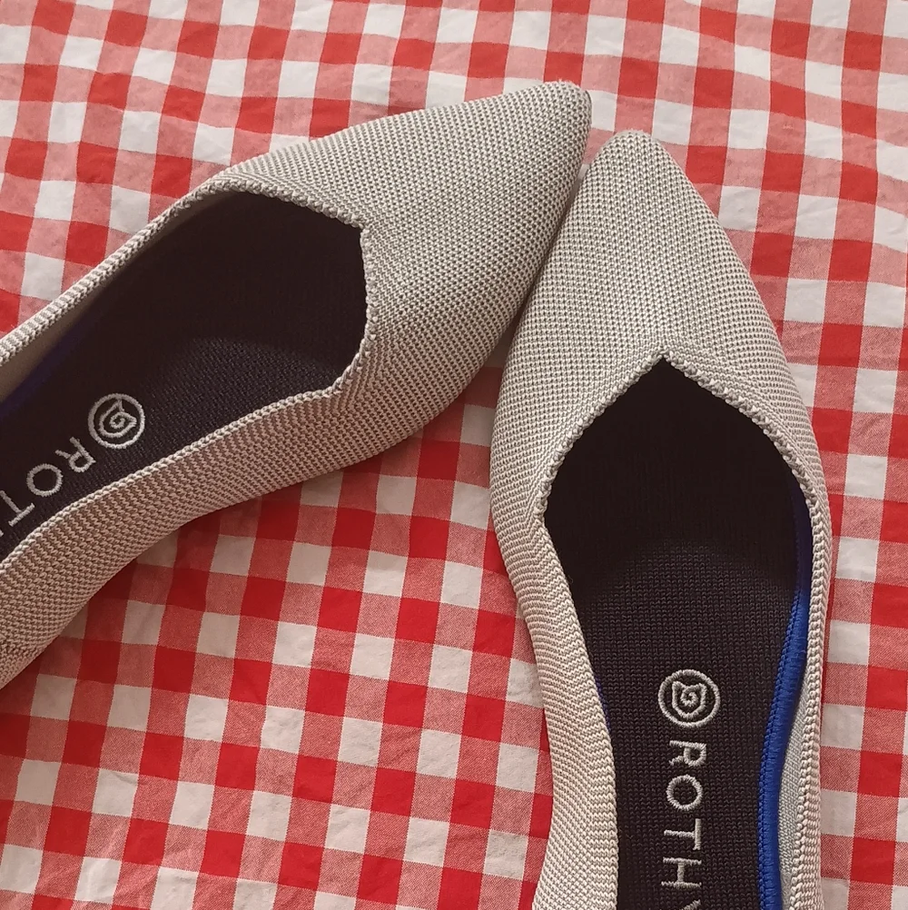ROTHY'S Flax Birdseye Pointed Toe Flats Sz 9.5 Gray